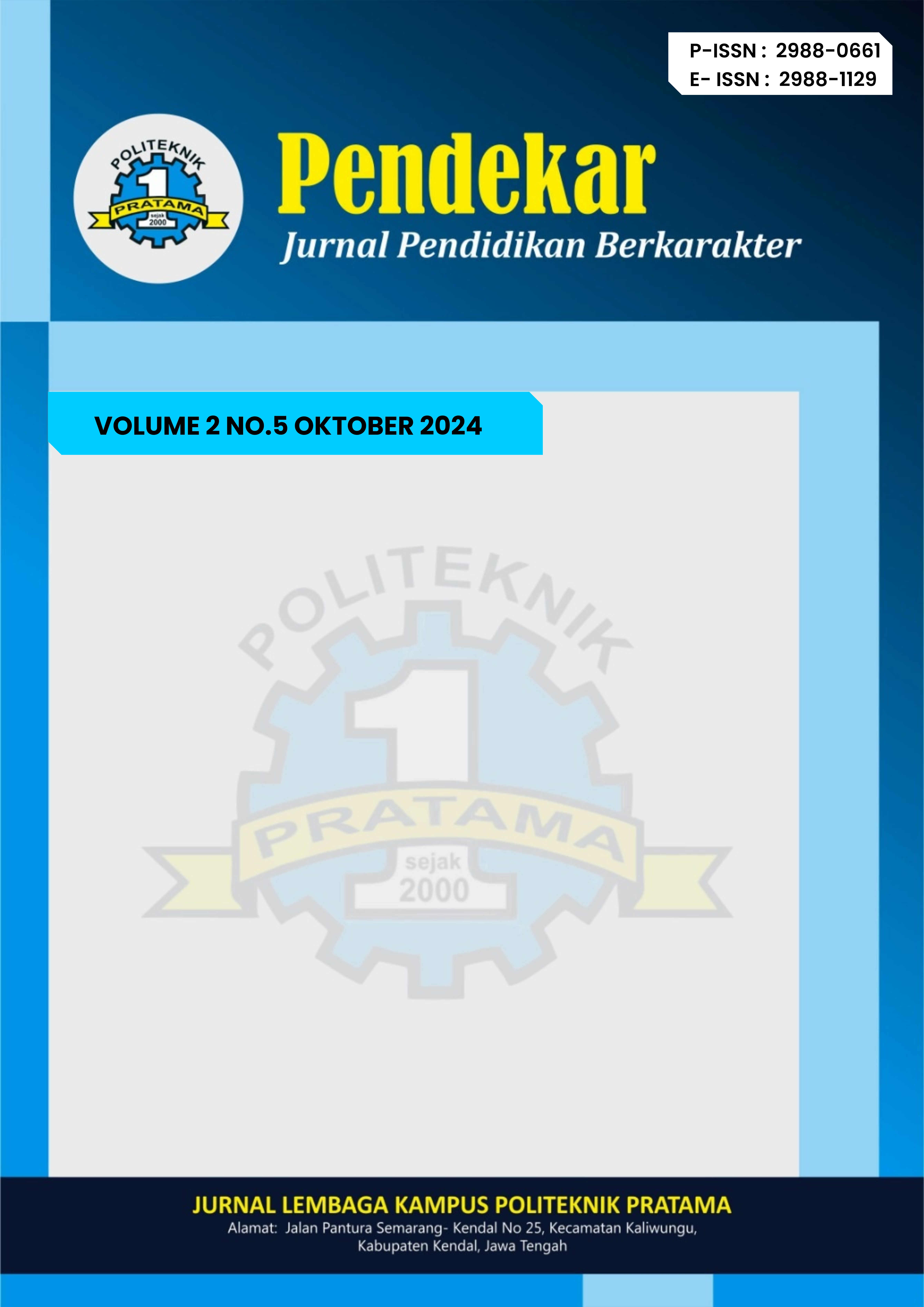 					View Vol. 2 No. 5 (2024): Oktober : Jurnal Pendidikan Berkarakter
				