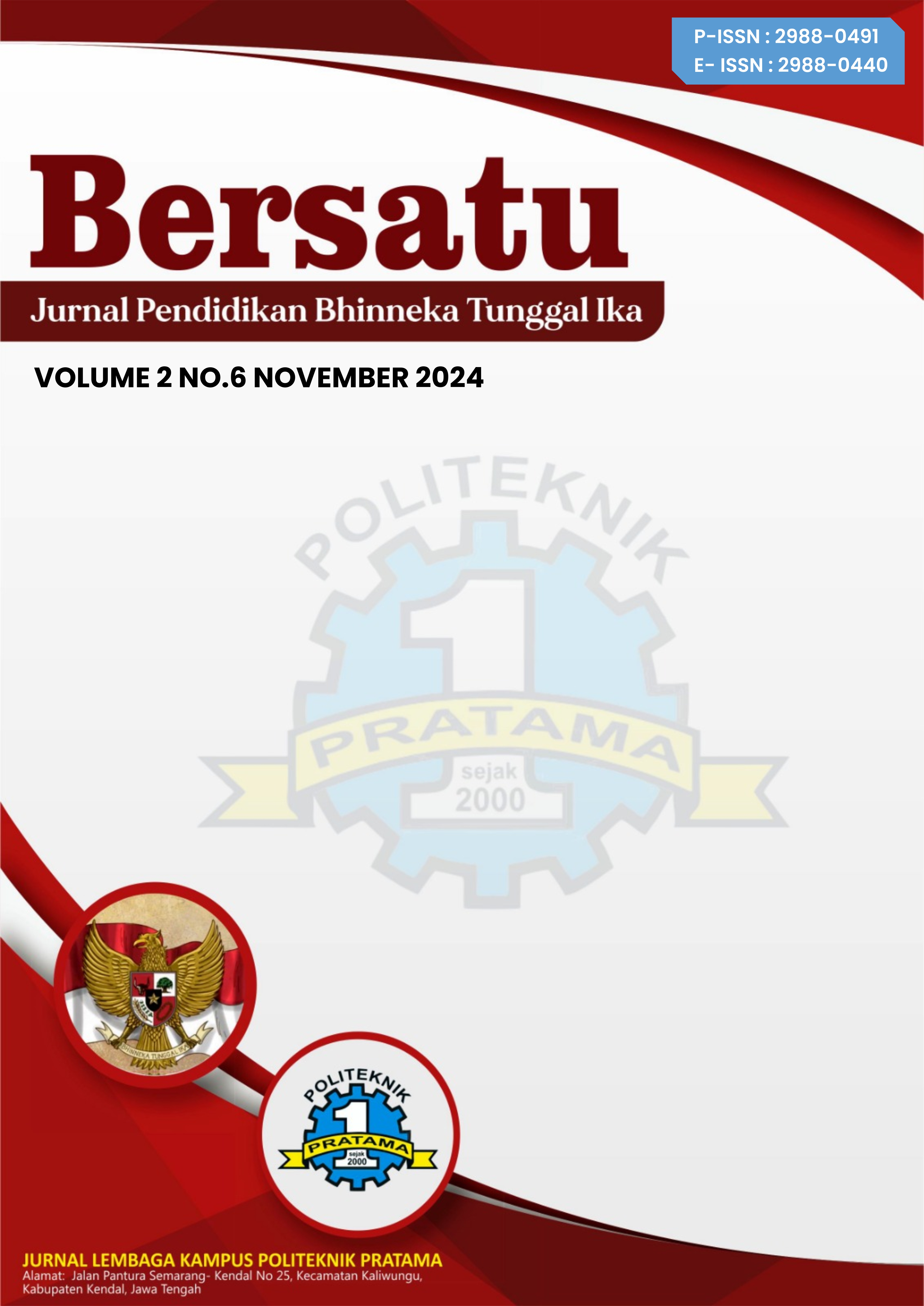 					View Vol. 2 No. 6 (2024): November : Jurnal Pendidikan Bhinneka Tunggal Ika
				